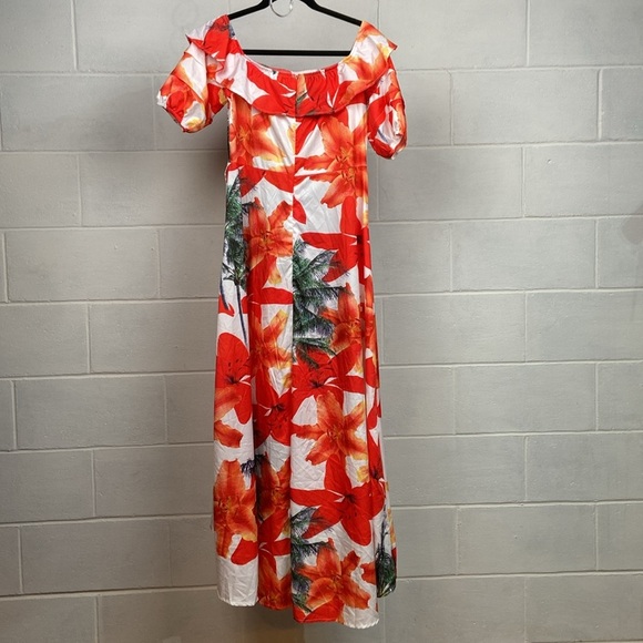 NWT CBR Women's High Low Tropical Print Dress Size LARGE Summer Beach Travel - Picture 7 of 10